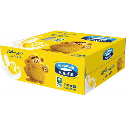 حليب السعوديه بالموز 200مل*18 حبة (كرتون)