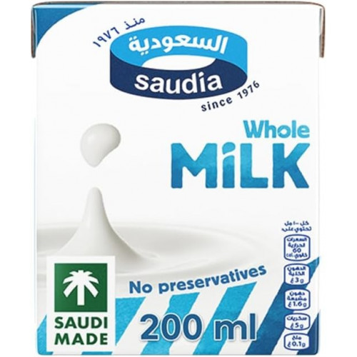 حليب السعودية كامل الدسم 200مل*6 حبة (نصف درزن)