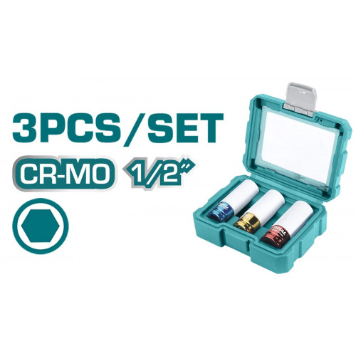 طقم صندوق لقم نص بوصة 3 قطع سداسي من توتال