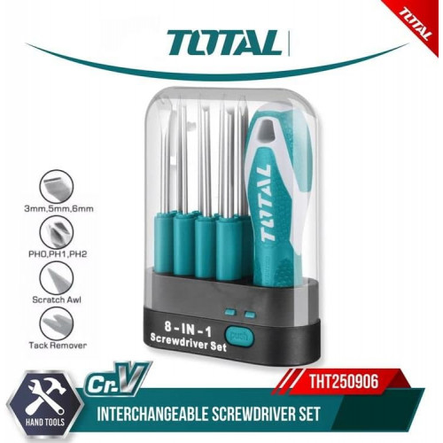 طقم مفكات متﻌدد الرﺅوﺱ قابل للتبديل توتال