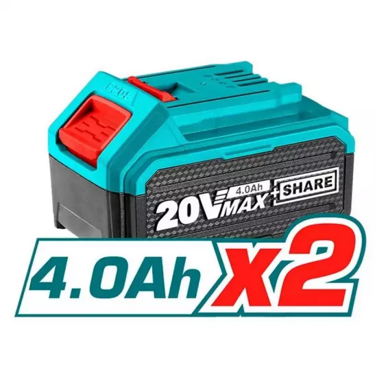 طقم دريل وصاروخ 20v بشنطة مع بطارية إضافية توتال