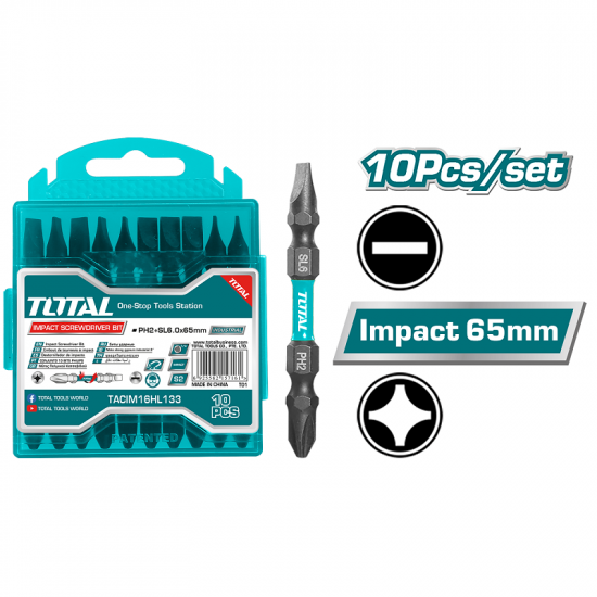 لقمة براغي مزدوج 10 قطع مشكلة طول 65 مم اسود ثقيل توتال لقمة براغي مزدوج 10 قطع مشكلة طول 65 مم اسود ثقيل توتال