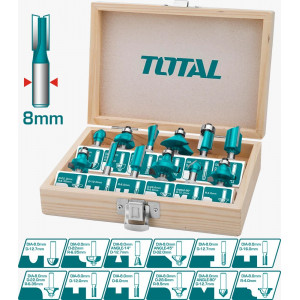 طقم ريش حفر راوتر نجارة 12 قطعة 8 ملم  توتال
