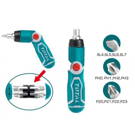 مفك براغي متحرك مع رؤوس 13 IN 1 توتال