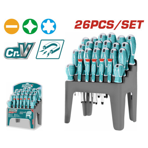 مجموعة مفكات على استاند 26PCS/SET توتال مجموعة مفكات على استاند 26PCS/SET توتال