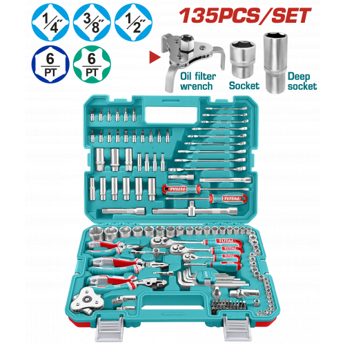 طقم حبوب وعدة متنوعة 135 قطعة مع شنطة توتال طقم حبوب وعدة متنوعة 135 قطعة مع شنطة توتال