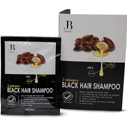 شامبو صبغة شعر 3×1 بزيت الارجان لون اسود من جي بي اورجانيك - 25مل