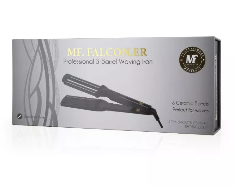 ماجيك فالكونر مكواة تمويج الشعر ذات 3 أسطوانات عالية الجودة -أسود