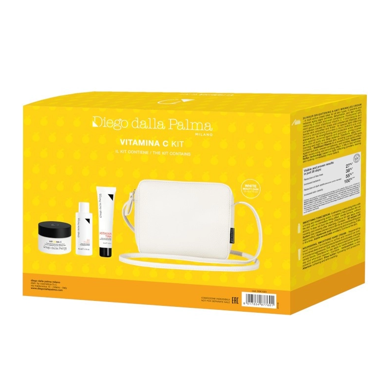 دييغو دالا بالما طقم فيتامين سي (كريم ترطيب 50 مل – تونيك 30 مل و كريم يدين 55 مل) مع حقيبة