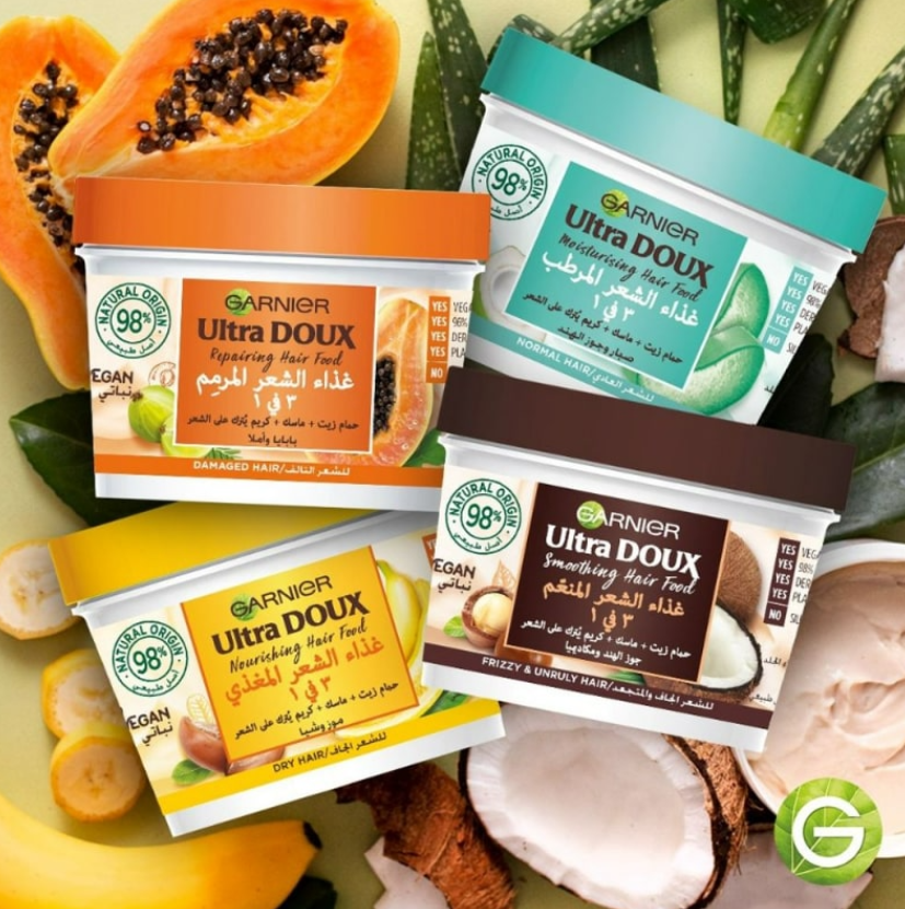 قارنييه الترا دو غذاء الشعر المغذي 3 في 1 بالموز – 390مل