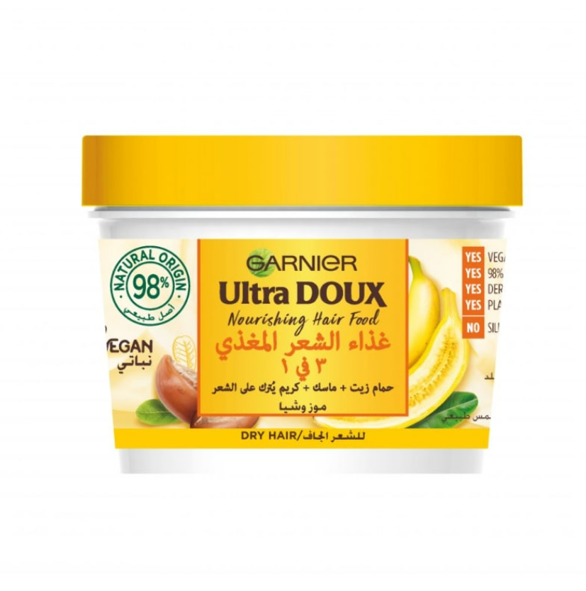 قارنييه الترا دو غذاء الشعر المغذي 3 في 1 بالموز – 390مل