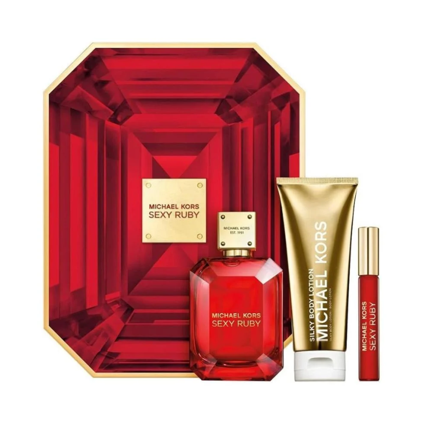 طقم مايكل كورس سكسي روبي نسائي او دي بارفيوم 100 مل + 10 مل + لوشن للجسم 100 مل