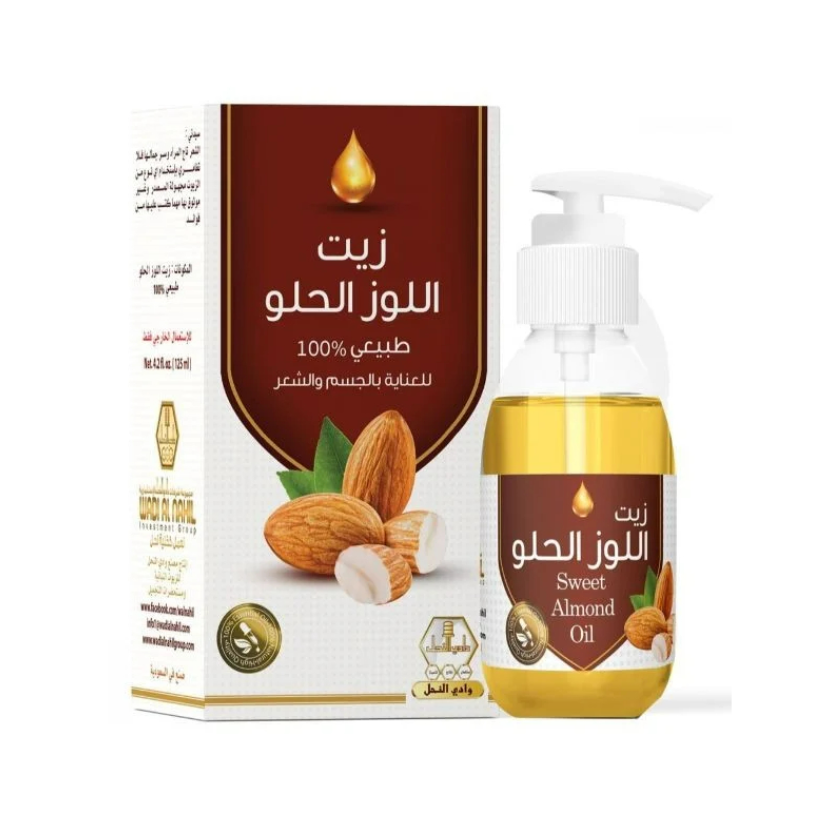 وادي النحل زيت اللوز الحلو للعناية بالجسم والشعر – 125 مل