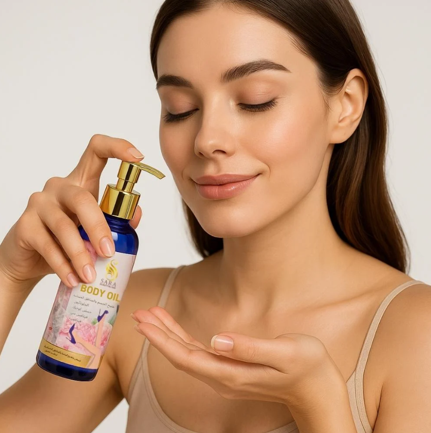 زيت لتفتيح الجسم والمنطقة الحساسة من ساره بيوتي الاصلي180مل