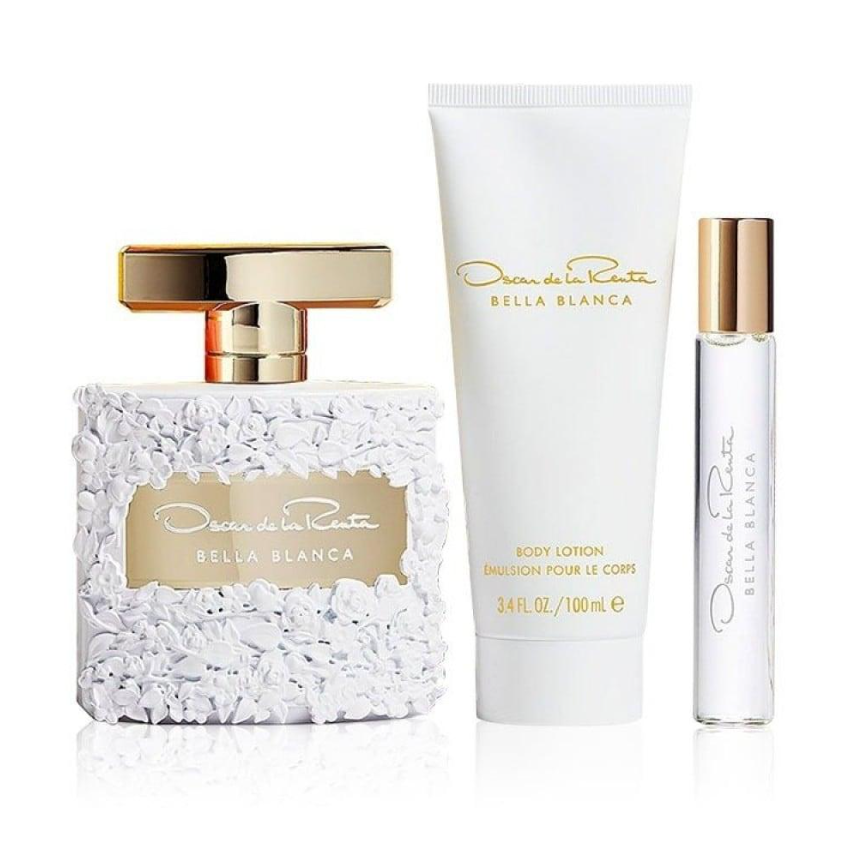 طقم اوسكار دي لارينتا بيلا بلانكا نسائي او دي بارفيوم 100 مل + 15 مل + لوشن للجسم 100 مل