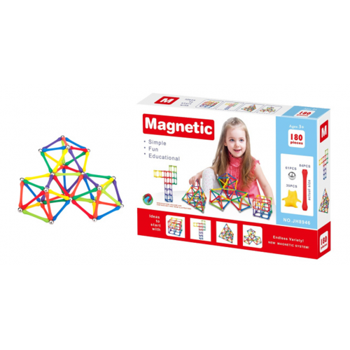 لعبة مجموعة البناء المغناطيسية التعليمية - 180 قطعة
