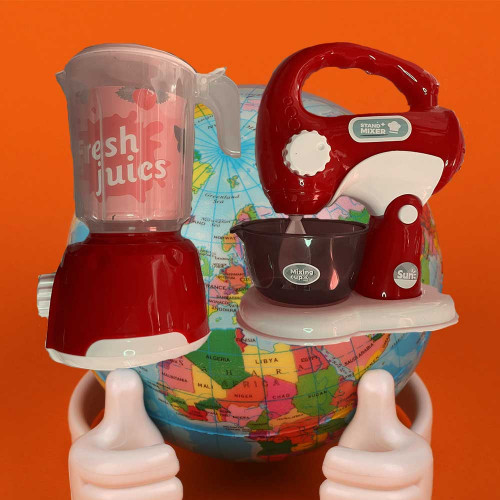 لعبة الأجهزة المنزلية - خلاط العصير والخفاقة التفاعلية للأطفال 2 في 1