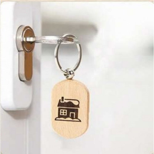 ميدالية مفاتيح بشكل بيضاوي من الخشب الطبيعي،قابلة التخصيص الهدايا الحفلات والعياد 