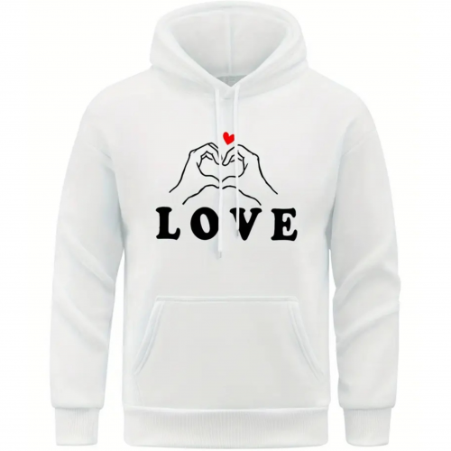 هودي بعبارة ( LVOE ) رمزنا الحب ، مريحة مع جيب لكنغر ،بأكمام طويلة .عصرية وجديد 