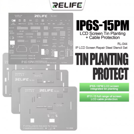 مجموعة شبلونة إصلاح شاشة RL-044 iPhone LCD من RELIFE
