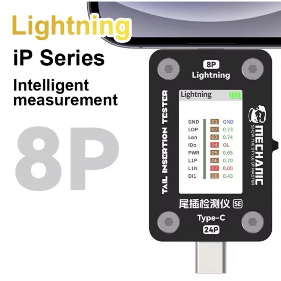 جهاز اختبار منفذ الشحن T-824 SE (Type-C/Lightning) من MECHANIC