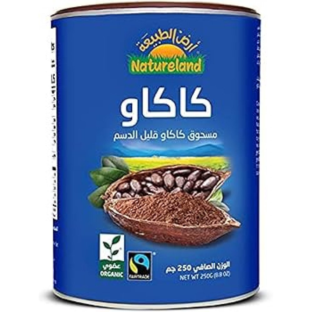 أرض الطبيعة – مسحوق كاكاو قليل الدسم