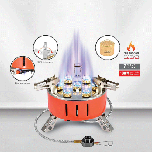 موقد غاز للتخييم وسط الحجم 7 عيون CAMPING FAMILY