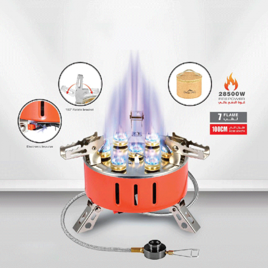 موقد غاز للتخييم وسط الحجم 7 عيون CAMPING FAMILY