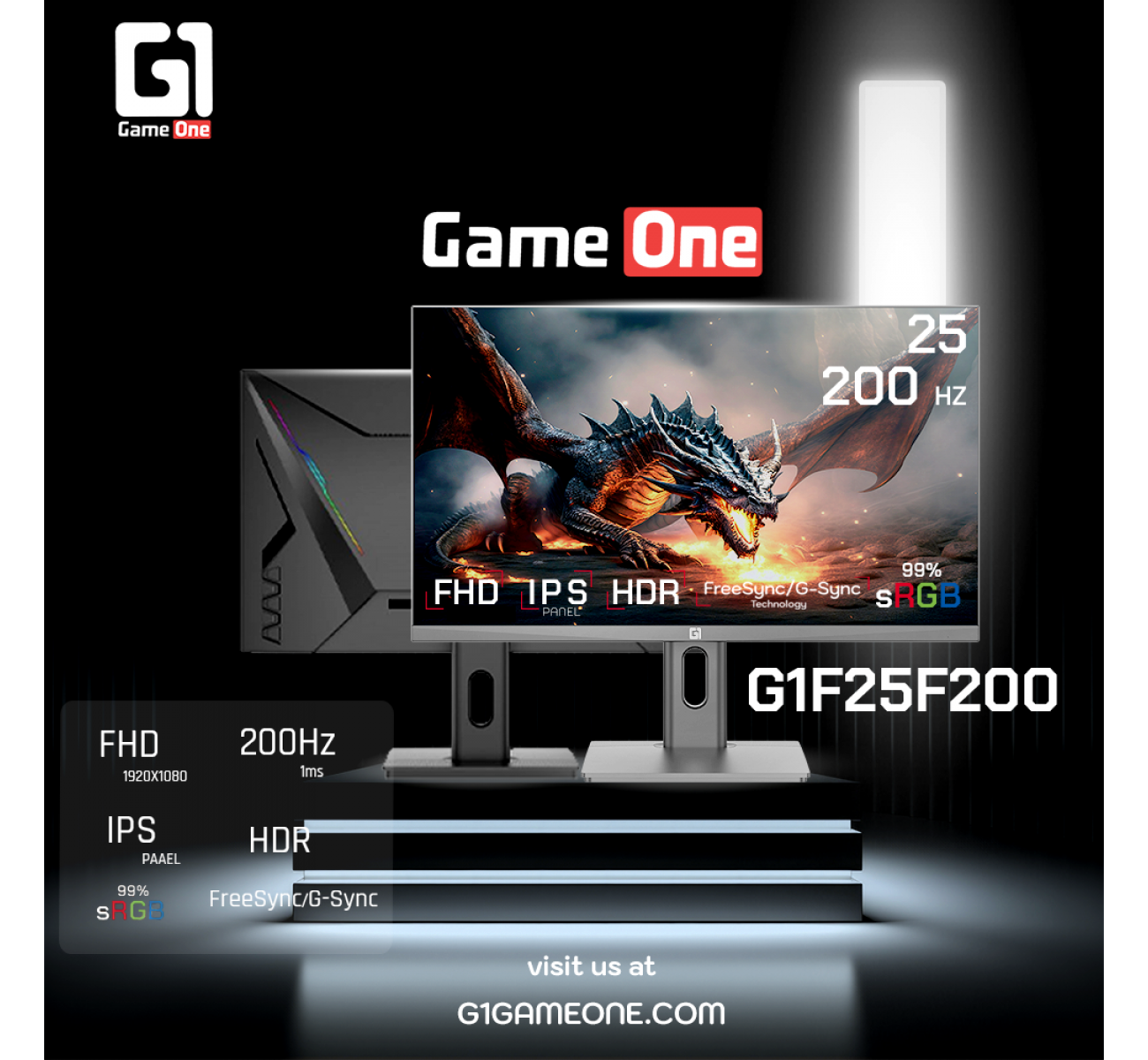 شاشة ألعاب جيم ون G1F25F200 – مقاس 25 بوصة