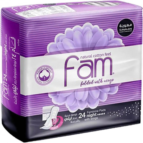 فام حفائض سيدات ليلي بالأجنحة 24 قطعة