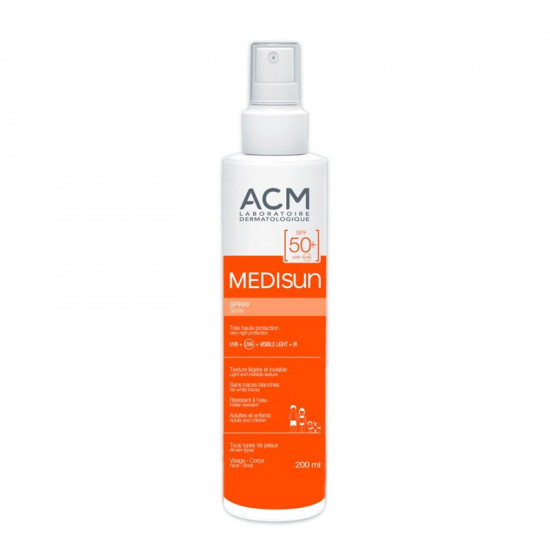 اي سي ام، ميدي صن، بخاخ واقي من الشمس، بحماية 50+، لجميع أنواع البشرة - 200 مل