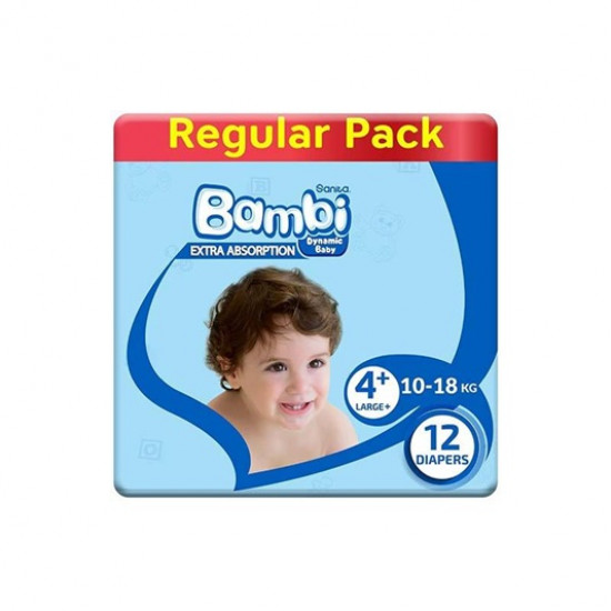 بامبي مقاس (4 بلس) عبوة صغيرة 12 حفاضة بامبي مقاس (4 بلس) عبوة صغيرة 12 حفاضة