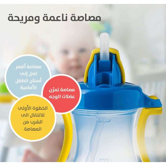 بيجون زجاجة مياه مع ماصة (أزرق) - 150 مل