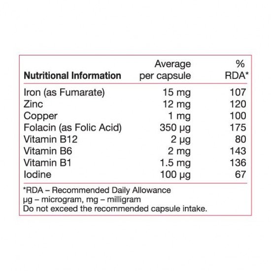 فيتابيوتكس فيروجلوبين ب12 مع الحديد 30 كبسولة
