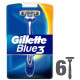 شفرات جيليت بلو 3 للرجال للاستعمال مرة واحدة ، عدد 6