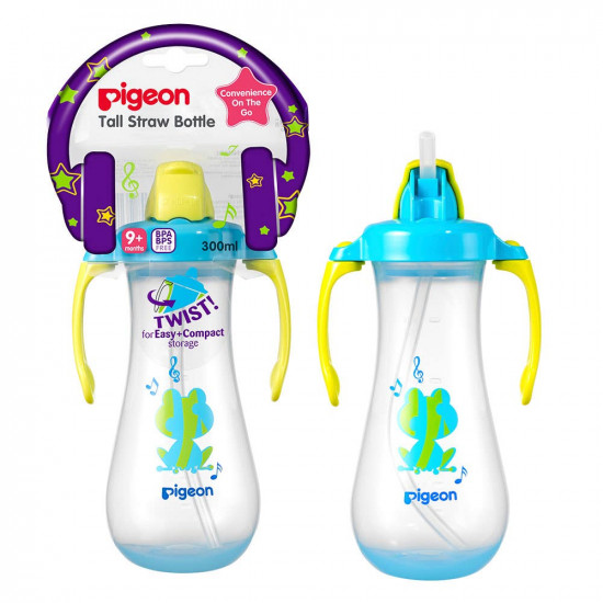 بيجون زجاجة مياه مع ماصة (أزرق) - 300 مل