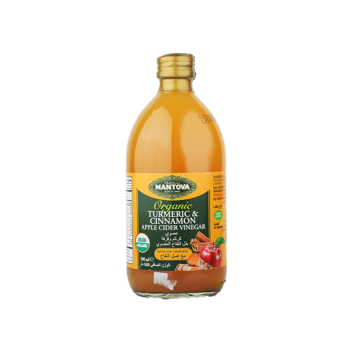 خل التفاح والكركم والقرفة العضوي مع اصل التفاح خالي من الجلوتين من مانتوفا
