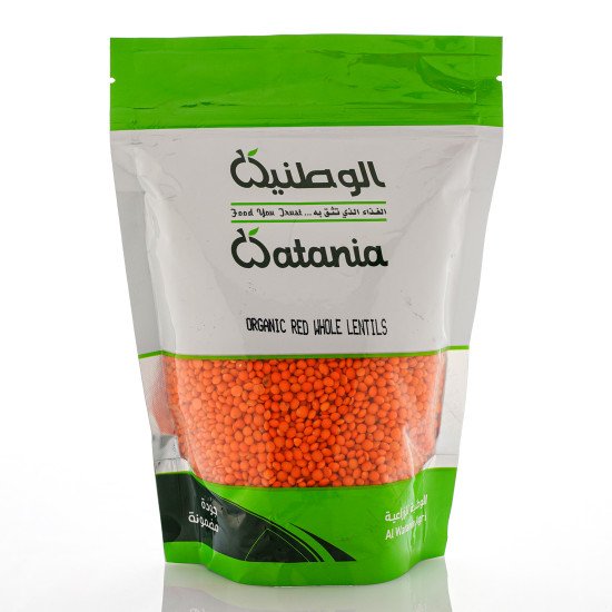 عدس احمر مجروش عضوي الوطنية 500 جم