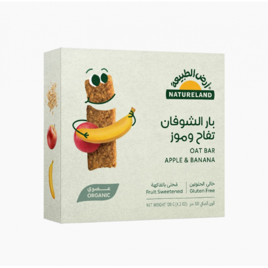بار الشوفان تفاح وموز 120جرام - ارض الطبيعة