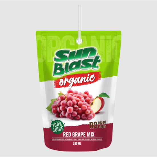 عصير عنب أحمر مشكل عضوي من صن بلاست - بدون سكر مضاف - 200 مل - 10 حبات