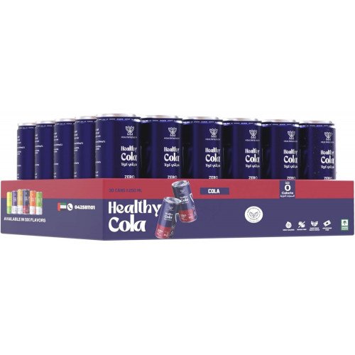 كولا صحية 30 علبة × 250 مل محلاة بالستيفيا، مشروب غازي، خالي من السكر  والسعرات الحرارية هيلثي اند تيستي