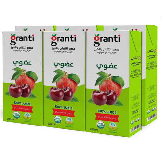 عصير تفاح وكرز عضوي 200 مل  * 6 علب اورجنتي 