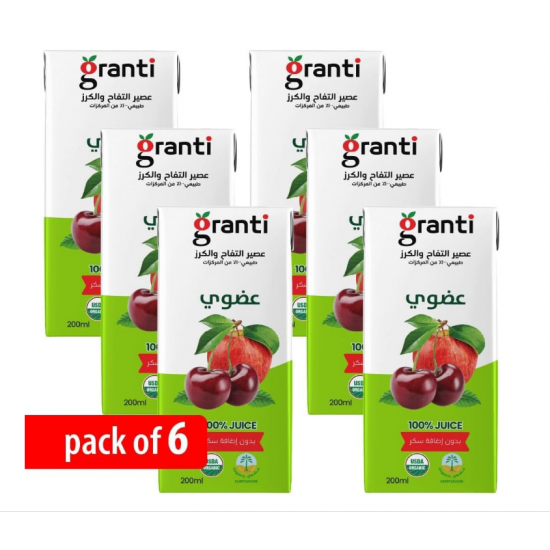 عصير تفاح وكرز عضوي 200 مل  * 6 علب اورجنتي 