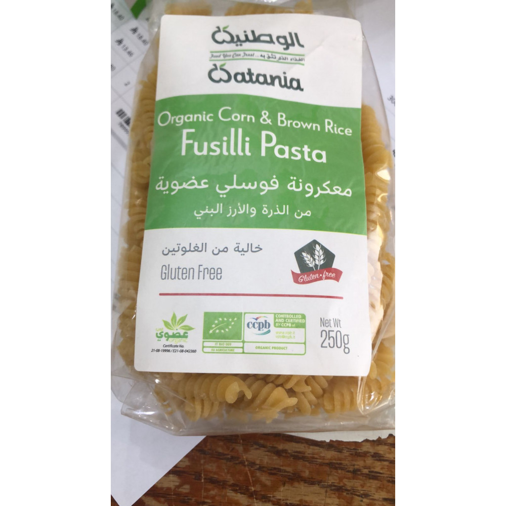 معكرونة فوسلي عضوية من الذرة والعدس 250جم - الحبوب الكاملة خالية من الجلوتين - الوطنية