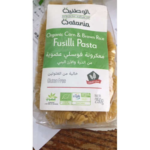 معكرونة فوسلي عضوية من الذرة والعدس 250جم - الحبوب الكاملة خالية من الجلوتين - الوطنية