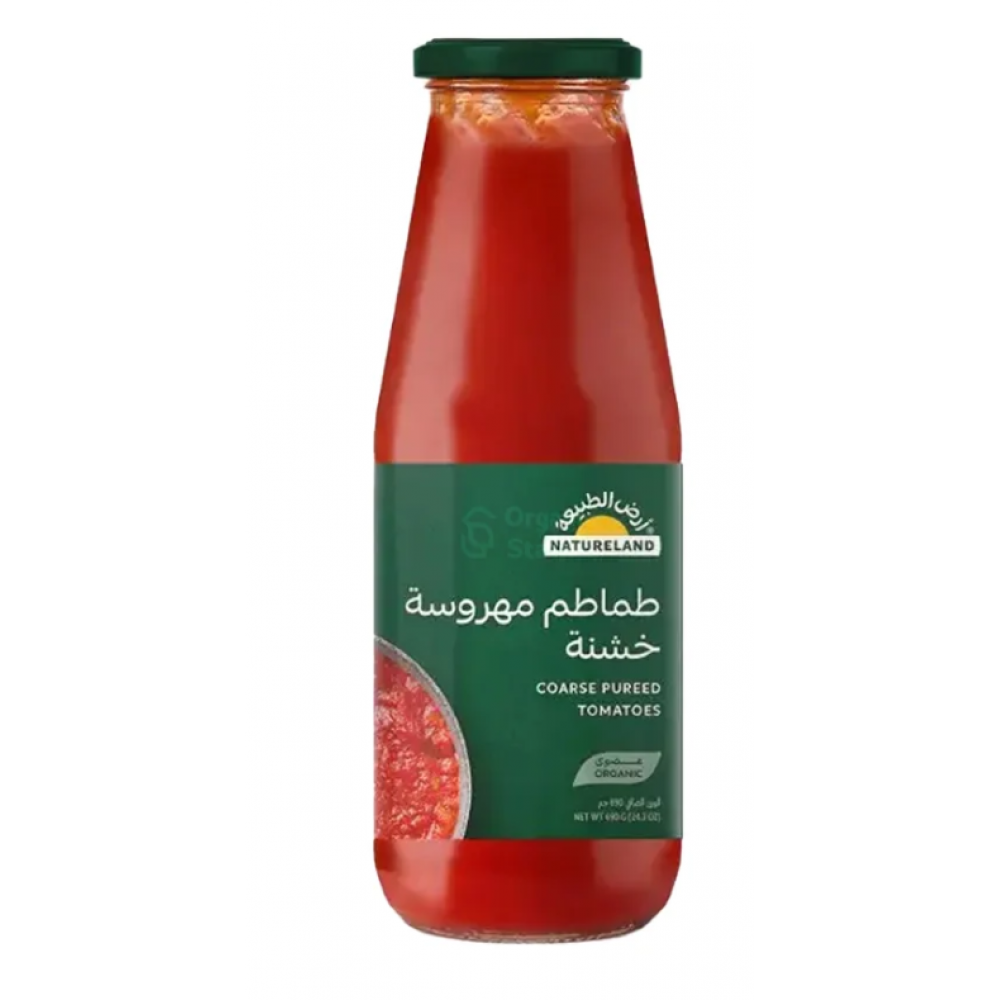 طماطم مهروسة خشنة عضوية 690جم ارض الطبيعة