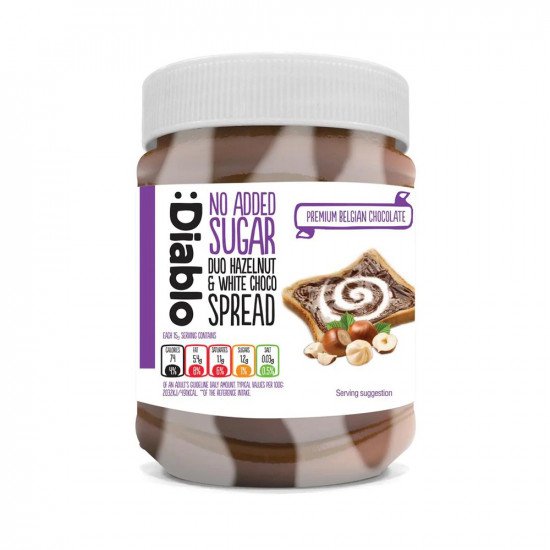 ديابلو شوكولاتة دهن بالبندق والشوكولاتة البيضاء بدون سكر مضاف 350 جم