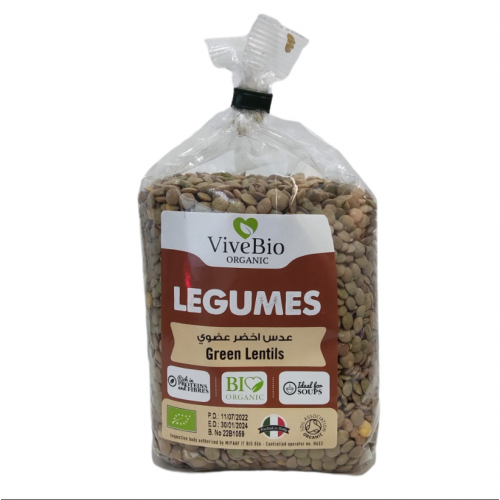 عدس اخضر عضوي 500 جرام - Vive Bio