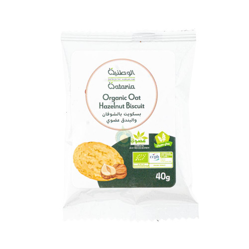 بسكويت بالشوفان والبندق عضوي 40جم الوطنية 