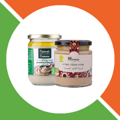 طحينة وكريما المكسرات العضوية